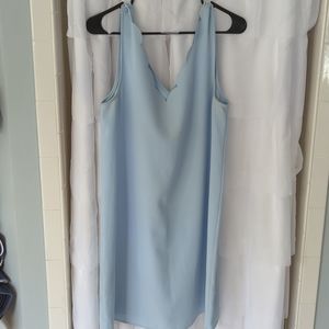 Mimi's light blue scalloped dress midi length